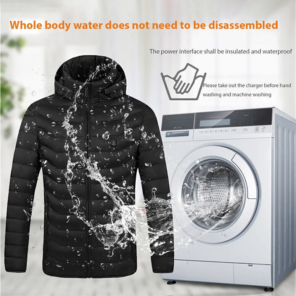 USB Heated Jacket for Men and Women - Electric Winter Coat with Heating Pad for Body Warmth