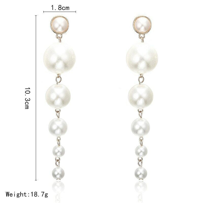 Elegant Long Simulated Pearl Drop Earrings for Weddings and Special Occasions