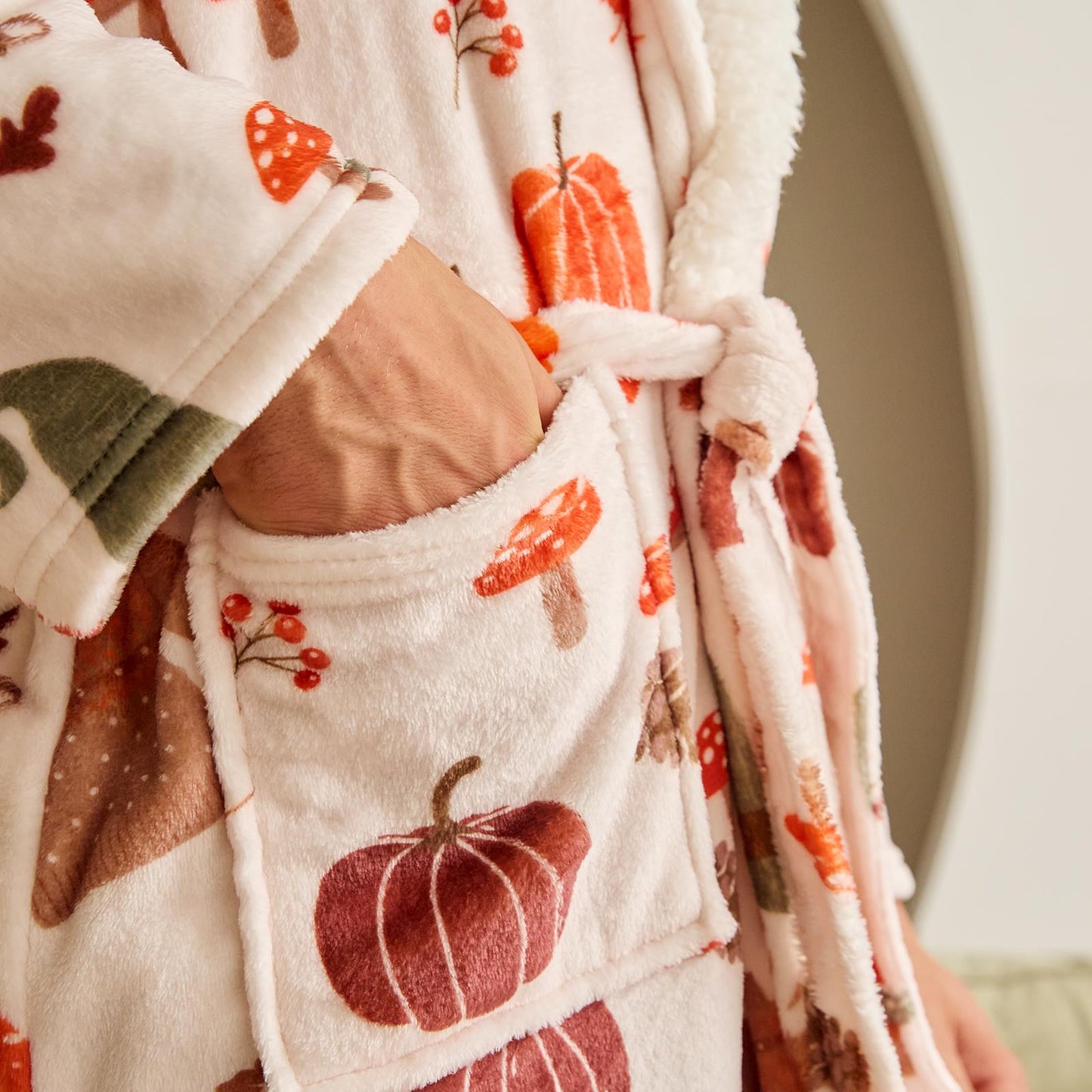 OHS Flannel Dressing Gown Soft Fleece Adults Unisex Thermal Winter Bathrobe