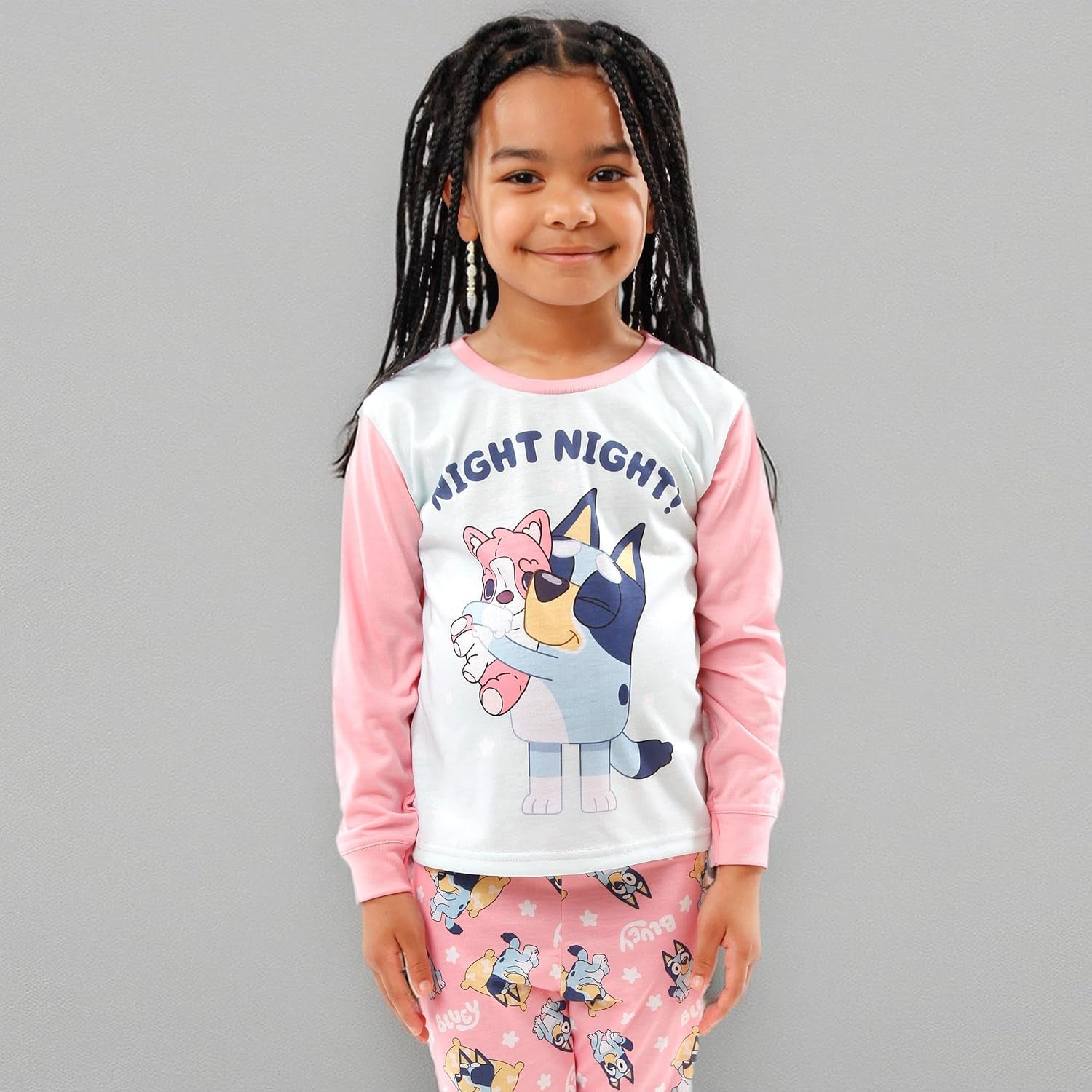 Girls' Long Sleeve Pyjama Set - Pink - Ages 4-5