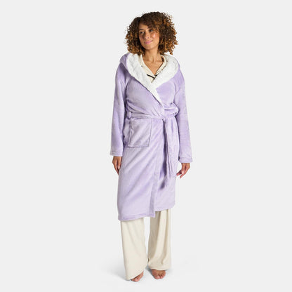 OHS Flannel Dressing Gown Soft Fleece Adults Unisex Thermal Winter Bathrobe