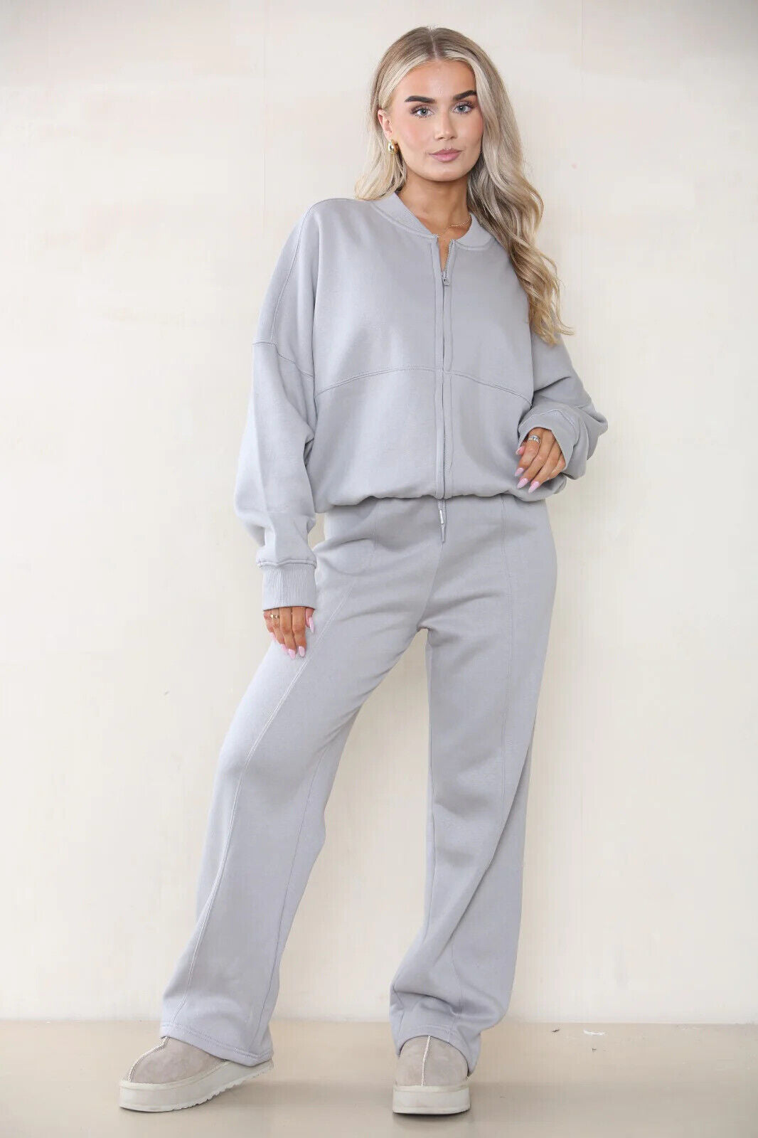 Women Bomber Oversize Baggy 2 Piece Lounge Wear Casual Set Ladies Suit Tracksuit