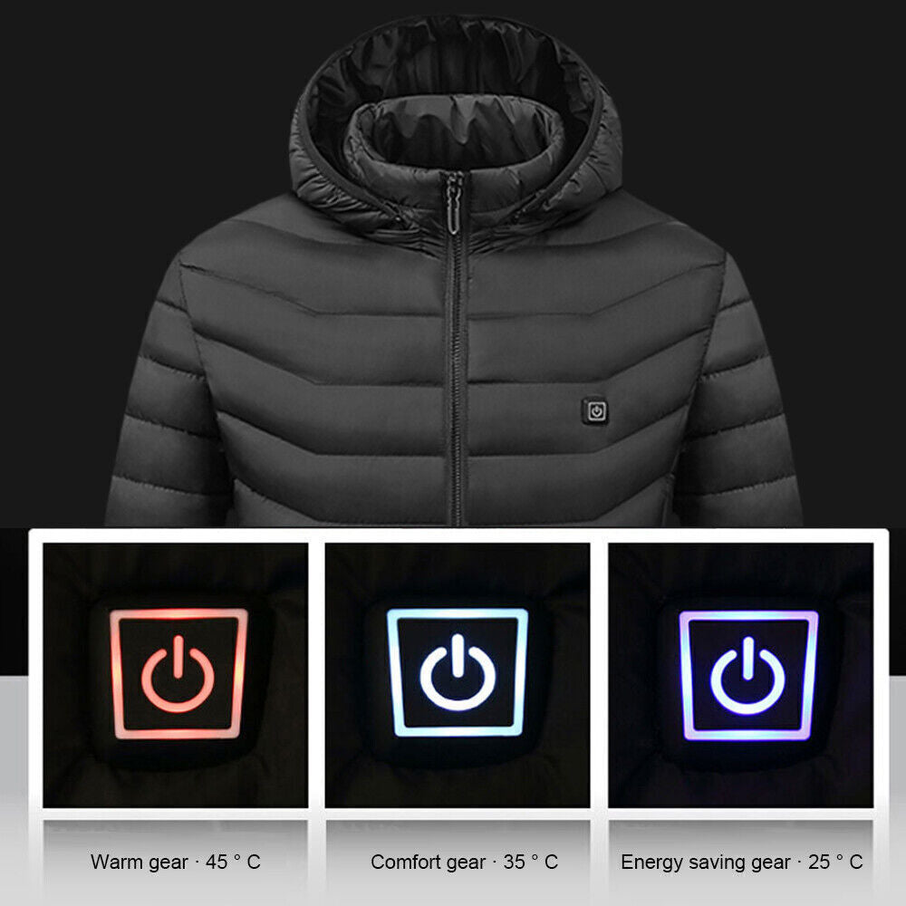 USB Heated Jacket for Men and Women - Electric Winter Coat with Heating Pad for Body Warmth