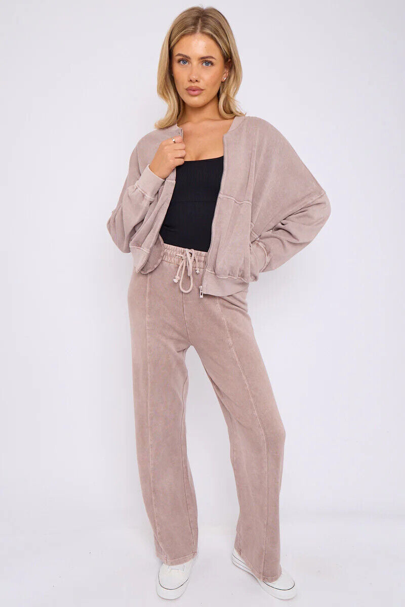 Women Bomber Oversize Baggy 2 Piece Lounge Wear Casual Set Ladies Suit Tracksuit