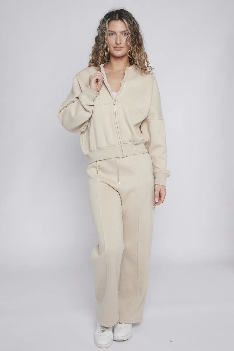 Women Bomber Oversize Baggy 2 Piece Lounge Wear Casual Set Ladies Suit Tracksuit