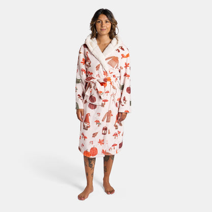 OHS Flannel Dressing Gown Soft Fleece Adults Unisex Thermal Winter Bathrobe