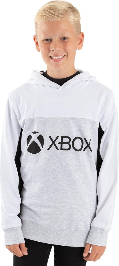 Hoodie for Boys & Girls | Kids White Grey Game Console Logo Hooded Sweatshirt | Childrens Gamers Jacket Clothing Merchandise