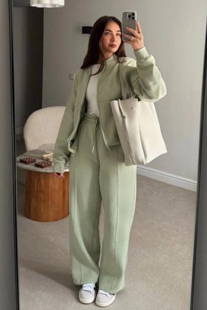 Women Bomber Oversize Baggy 2 Piece Lounge Wear Casual Set Ladies Suit Tracksuit