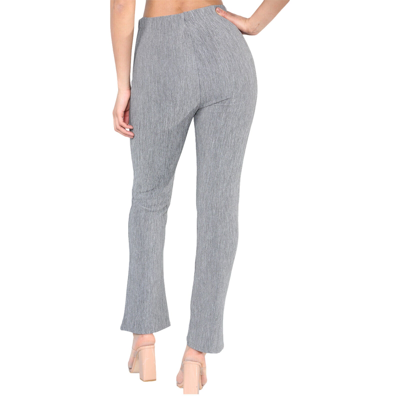 2 PACK WOMENS BOOTLEG TROUSERS LADIES BOOTCUT STRETCH FINELY RIBBED WORK BOTTOMS